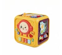Sharplace Children Educational Cube Activity Cube Busy Cube Learning Toy Sensory Toy With Pretend Driving Panel Keyboard Keys And Elements suitable for daycare centers home, Yellow, Standard