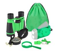 Sharplace Children Exploration Equi Outdoor Adventure Kit Binoculars Compass Loupe Flashlight Whistle Backpack Set For Observation And Discovery Suitable for kids camping backyard trips indoor play