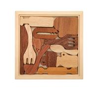 Sharplace Children Learning Puzzle Wooden Assembly Matching Board Game With Interlocking Shapes And Textured Feel For Early Hands On Practice Suitable for, Kitchen Utensils Puzzle