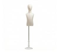 Sharplace Children Mannequin Garment Display Form Adjustable Height Torso With Linen Cover And Stable Base Suitable For Tailor , 3-4 Years , White Round Base, Linen Head, No Arms