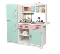 Sharplace Children Play Kitchen Wooden Toy Kitchen Playset Pretend Kitchen Set Playset With Side Countertop Microwave And Utensils Hooks Storage Cabinet And
