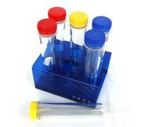 Sharplace Children Science Experiment Test Tubes with Rack Essential Labware Set for Elementary Science Instruction Clear Tubes with Ribbed Lids for Secure