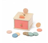 Sharplace Children Shape Sorter Wooden Sorting Toy Box With Blocks Balls And Pieces Shape Matching Puzzle Activity Cube Pull Out Drawer Suitable for preschool classroom play learning ages, Coin Box