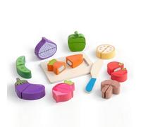 Sharplace Children Simulation Play Wooden Pretend Culinary Set Cutting Toy Board Slice Through Food Pieces for realistic kitchen scenarios suitable for tabletop home play , Vegetable Set