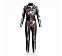 Sharplace Children Stage Costume Skeleton Bodysuit Jumpsuit Outfit Suit Full Body Coverage With Long Sleeves Polyester Spandex Suitable for dance stages cosplay themed events festive gatherings, L