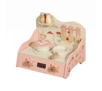 Sharplace Children Wooden Cooktop Toy Set With Burner Graphics Control Panel Turning Knobs Lidded Pot And Finish With Accessories suitable for role play early education playroom corner