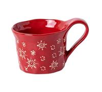 Sharplace Christmas Dinnerware Ceramic Creative Embossed Christmas Tableware for Family Gatherings Any Special Occasion, Red Mug