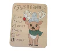 Sharplace Christmas Wooden Puzzle Educational Toy, Dice Puzzle Game, Tabletop Game Wooden Interactive Christmas Board Game Travel Portable Decoration Fun Family Xmas Gift Stocking Stuffer, Reindeer