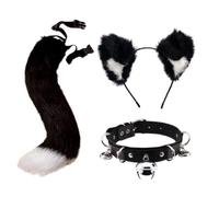 Sharplace Costume Earwear Headband Tail Choker Set With Faux And PU Leather Comfortable Lightweight Design With Adjustable Band And suitable for cosplay, style to 1