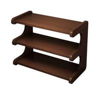 Sharplace Desktop Storage Rack Three Tier Shelf Organizer Display Stand Built From Solid Wood Walnut Finish Curved Side Supports Rectangular Open Shelves Space