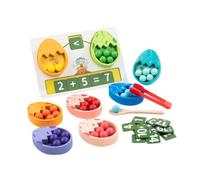 Sharplace Dinosaur Egg Color Sorting Bead Toy Preschool Learning Wooden Board for Number Recognition Fine Motor Practice Early Numeracy