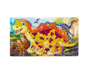 Sharplace Dinosaur Puzzle Wooden Game Set With Dino Themed Patterns Educational Toy For Fine Motor Skills And Cognitive Development Preschool Learning Tool, Stegosaurus Digital