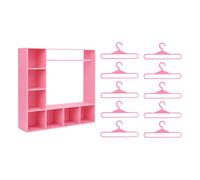 Sharplace Doll Clothes Closet Clothes Storage for Figures Portable Miniature Furniture Wardrobe Toy for Countertop Gift Valentine's Day, Pink