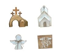 Sharplace Easter Resurrection Scene Easter Scene Wooden Decoration, Easter Decoration Easter Empty Tomb Jesus Decor for Farmhouse, 24cmx21cmx5.5cm