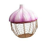 Sharplace Egg Storage Basket Egg Holder Farmhouse Hollow Ceramic Holder Garlic Storage Basket for Fruit Eggs Countertop Pantry Kitchen, Purple