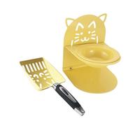 Sharplace Elevated Cat Bowl Cat Litter Stainless Steel Non Slip Sturdy Removable Pet Feeder Poop Sifting for Indoor Outdoor Home, Yellow
