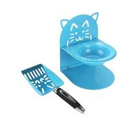 Sharplace Elevated Cat Bowl Cat Litter Stainless Steel Non Slip Sturdy Removable Pet Feeder Poop Sifting for Indoor Outdoor Home, Blue
