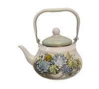 Sharplace Enamel Tea Kettle 1.5L Teapot Vintage Teakettle with Lid for Stovetop Floral Enamel Pot for Office Kitchen Home Boiling Water