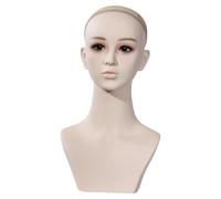 Sharplace Female Mannequin Head Bust with Ear Hole,PVC Professional with Shoulder Manikin Head Stand for Necklace Stylists Earrings