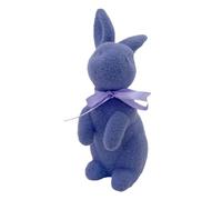 Sharplace Flocked Bunny Figurine with Bow 21.5cm Easter Gift Tabletop Ornament Figurine for Bookshelf Office Wedding Festival, violet