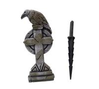 Sharplace Foam Halloween Tombstone Crow Cross Graveyard Headstone Outdoor Haunted House Prop Yard Sign with Stake for Hallway Carnivals