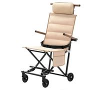 Sharplace Foldable Outdoor Wheeled Seat Cart Compactable Reclining Wheeled Chair with Footrest Adjustable for Shopping, Khaki