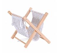 Sharplace Folding and Book Rack Compact Woven Rope Rack Lightweight Tabletop Book Organizer with Wooden Frame for Desktops, Bedrooms, Style A