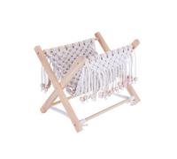 Sharplace Folding and Book Rack Compact Woven Rope Rack Lightweight Tabletop Book Organizer with Wooden Frame for Desktops, Bedrooms, Style B