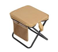Sharplace Folding Camping Stool with Side Pocket Sturdy Portable Practical Mini Foldable Chair Foot Rest Stool for Hiking Patio Garden, Khaki, XL