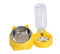 Sharplace Food and Water Feeder Tilted Raised Cat Bowl Unique with Automatic Water Bottle Cat Food Bowl for Pet Small Medium Dogs Cats, Yellow