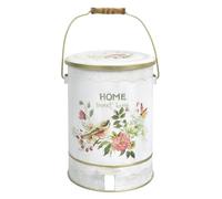 Sharplace Foot Pedal Trash Can Round Metal Bin Wastebasket Pedal Bin Rubbish Container With Curved Handle And Odor Control Flat Lid Vintage Style suitable for, HA1401