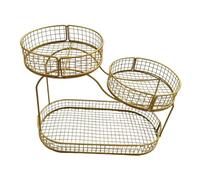 Sharplace Fruit Basket Bowl for Kitchen Countertop Metal Wire Fruits Stand Large Capacity Organizer for Veggie Pantry Table Holdiay, Gold A