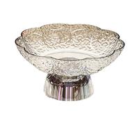Sharplace Fruit Bowl Pedestal Bowl Footed Storage Organizer Home Decor Modern Kitchen Table Centerpiece for Kitchen Counter Vegetable, Whiite and Silver