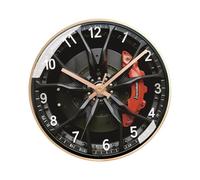Sharplace Garage Wall Clock Car Wheel Hub Wall Clock Wheel Shaped Tire Modern Gifts Quiet Round for Home Living Room Bedroom, F