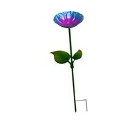 Sharplace Garden Bird Bath Bowl, Flower Birdbath Bowl Pedestal with Metal Stake Flower Bird Feeder Tray for Lawn, Garden, Outside, Blue Violet