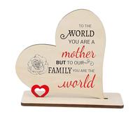 Sharplace Gift Wood Plaque Heart, to The World You Are A Mother, but to Our Family You Are The World, Heart Wood Sign for Thanksgiving