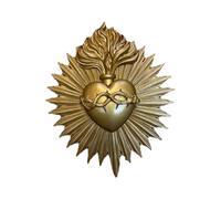 Sharplace Gothic Statue Heart Wall Plaque Resin Prayer Holder Wall Hanging Sculpture, Ornament for Hotel Entrance Office Household, Gold