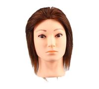 Sharplace Hairdressing Training Head Human Hair Mannequin Heads Professional Sturdy Hairstyling Hairdressing Head Model for Washing, Brown