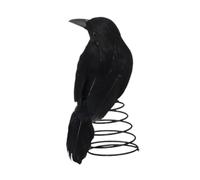 Sharplace Halloween Crow Tree Topper Christmas Treetop with Metal Spring Base Decor Halloween Tree Ornament for Xmas Garden Festival
