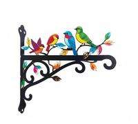 Sharplace Hanging Basket Holder Plant Hanger Wall Bracket Bird Hook Iron Mount Bird and Leaf Details Sturdy Support Suitable for Garden Fence Patio Porch Yard , Colorful Birds On Branch Design