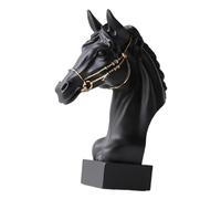 Sharplace Horse Head Statue Resin Figurines Home Decor 3D Horse Sculpture Ornament for Bookcase Cabinet Table Living Room Arrangement, Black