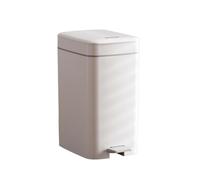Sharplace Household Trash Bin Pedal Operated Waste Container Rigid Sided Lidded Polypropylene Space Saving Vertical Shape Suitable for Kitchen Tight Corners, White, Medium