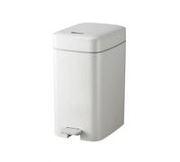 Sharplace Household Trash Bin Pedal Operated Waste Container Rigid Sided Lidded Polypropylene Space Saving Vertical Shape Suitable for Kitchen Tight Corners, White, Small