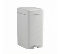 Sharplace Household Trash Bin Pedal Operated Waste Container Rigid Sided Lidded Polypropylene Space Saving Vertical Shape Suitable for Kitchen Tight Corners, White, Large