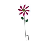 Sharplace Iron Wind with Stake, Yard Art, Waterproof,Colorful,Weather Resistant, Windmill Flower Garden Stake, for Outside, rose red