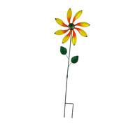 Sharplace Iron Wind with Stake, Yard Art, Waterproof,Colorful,Weather Resistant, Windmill Flower Garden Stake, for Outside, yellow