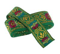 Sharplace Jacquard Braid Embroidered Ribbon Craft Sewing Retro Boho Ethnic Ribbon for Sewing Crafts Projects, 7m, 6 Styles to Choose - Grass Green