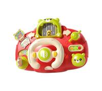 Sharplace Kids Steering Wheel Simulated Driving Controller Interactive Multifunctional My First Driving Toy for Pulling Preschool Desk, red