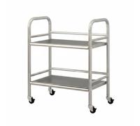 Sharplace Kitchen Utility Cart Multi-Tier Stainless Steel Storage Trolley with Rolling Organizer Shelf Mobile Appliance Smooth, Two-tier Stainless Steel Frame 50x40x71cm