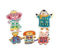 Sharplace Lacing Cards Sewing Cards Threading Toys Developing Imagination Motor Skills Toys for Preschoolers and Kids Wooden Sewing Kit, Style A